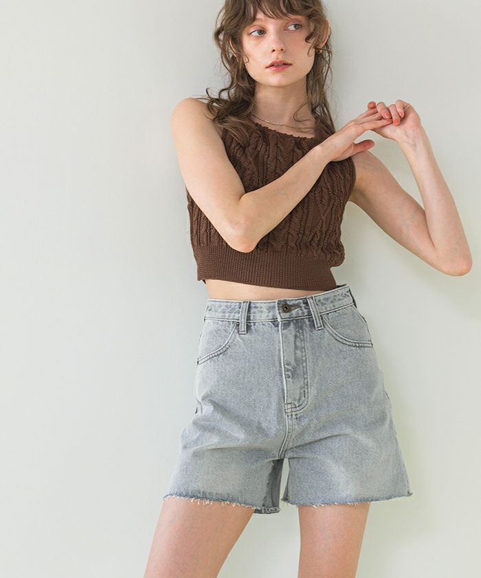ハイウエストデニムショートパンツ【メール便可/80】 | SEA DRESS ハイウエストデニムショートパンツ【メール便可/80】 | SEA DRESS