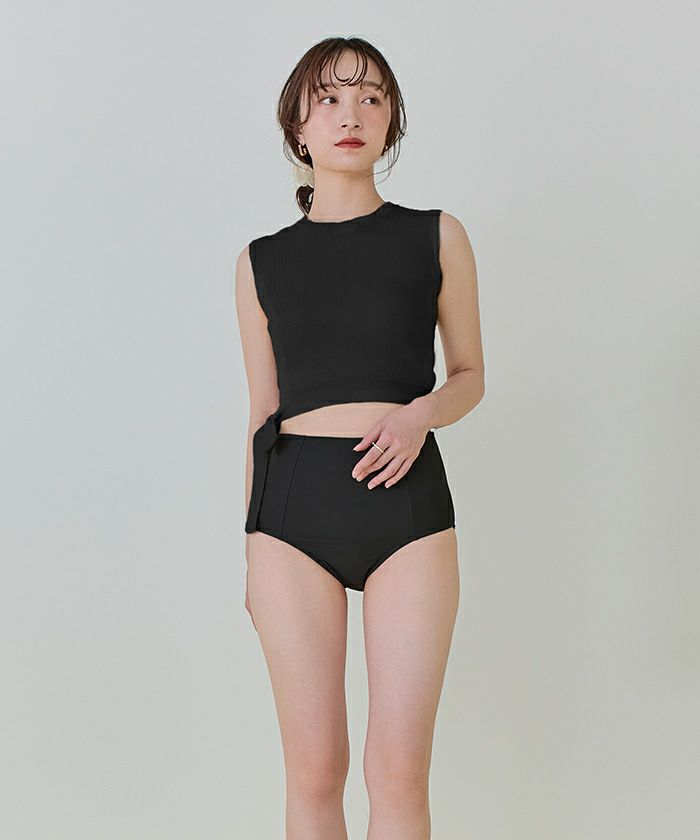 Pui  サイドリボン　水着 サイドリボンニット×ハイウエストビキニ/水着 | SEA DRESS