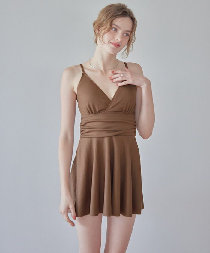 スカート付Vネックワンピース/水着 | SEA DRESS