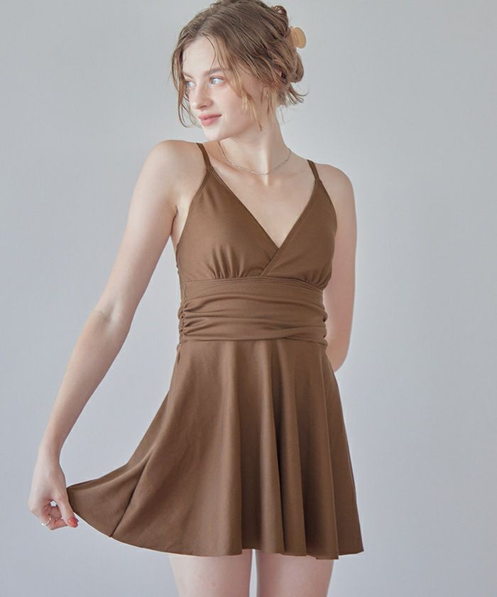 スカート付Vネックワンピース/水着 | SEA DRESS