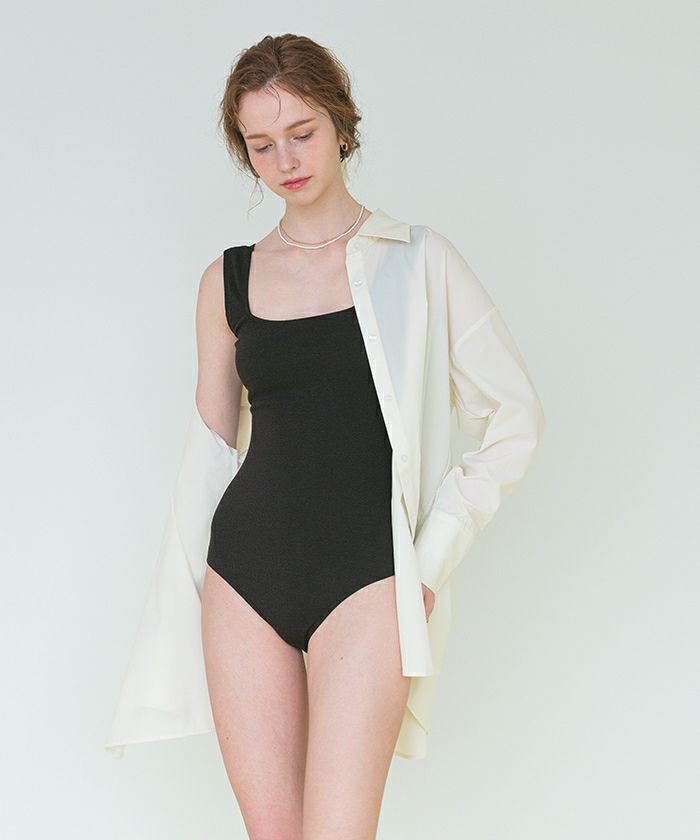 リブニットバッククロスワンピース/水着 | SEA DRESS