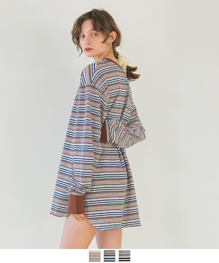 マルチボーダーロングTシャツ | SEA DRESS