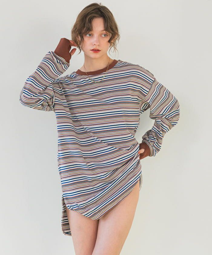 マルチボーダーロングTシャツ | SEA DRESS