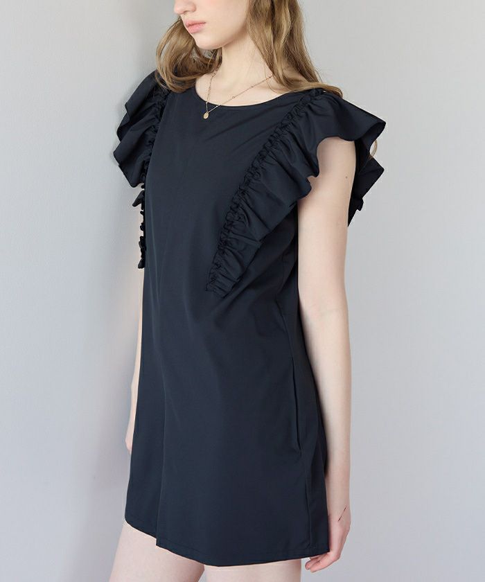 ショルダーフリルオールインワン/ワンピース水着【メール便可／100