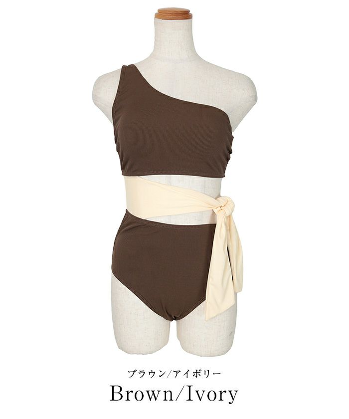 ワンショルダー ウエストリボン ワンピース 水着 ウエストリボンワンショルダーワンピース/水着 | SEA DRESS
