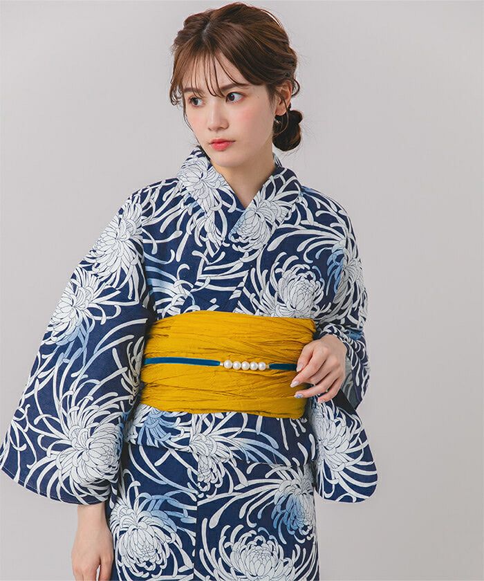 単品]綿麻生地はんなり乱菊柄浴衣 | SEA DRESS