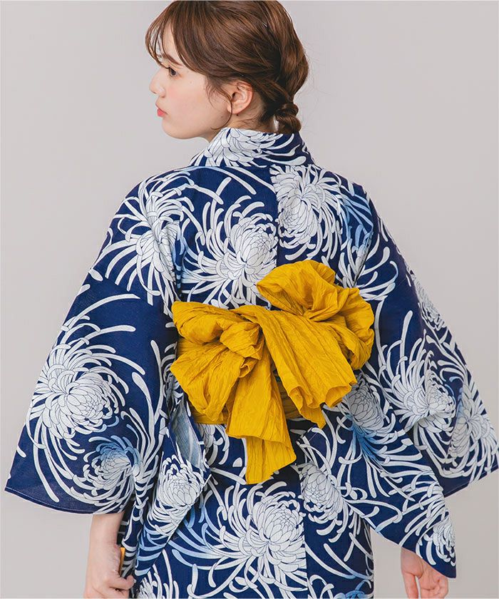 単品]綿麻生地はんなり乱菊柄浴衣 | SEA DRESS