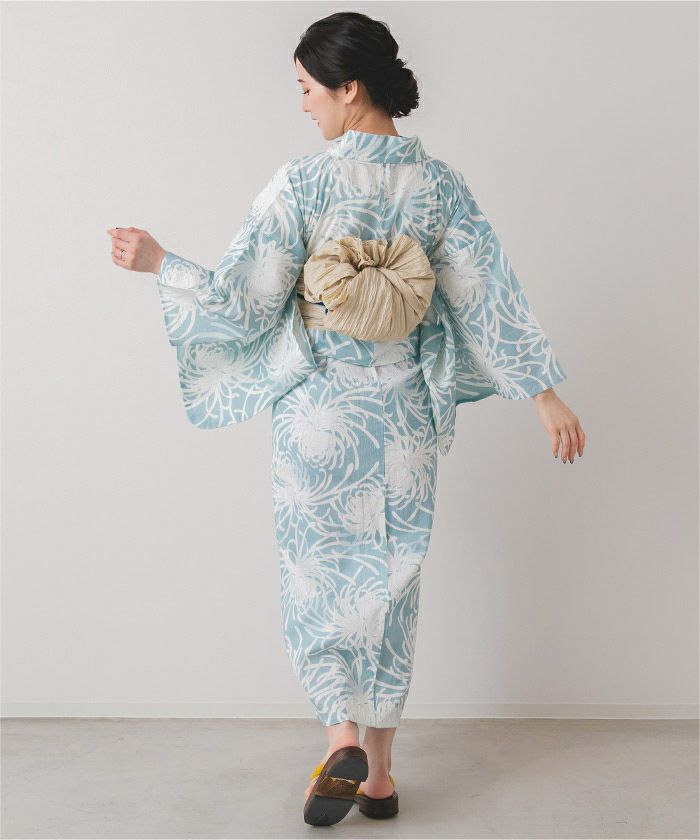 単品]綿麻生地はんなり乱菊柄浴衣 | SEA DRESS