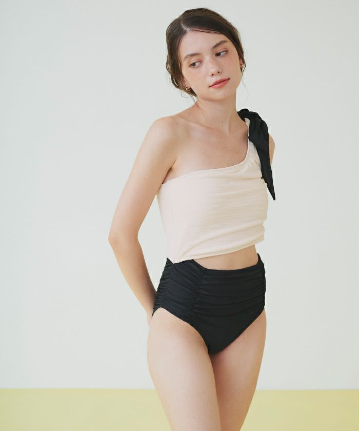 【Coralist】ウエストカットアウトワンピース水着 ホワイト ワンショルダーカットアウトワンピース/水着 | SEA DRESS