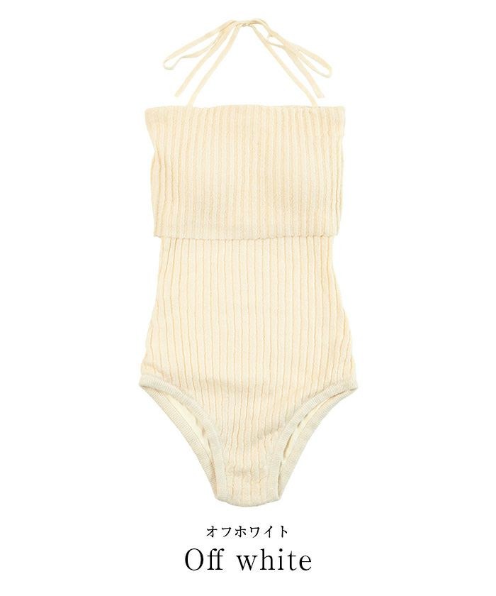 太リブニットデザインワンピース/水着 | SEA DRESS