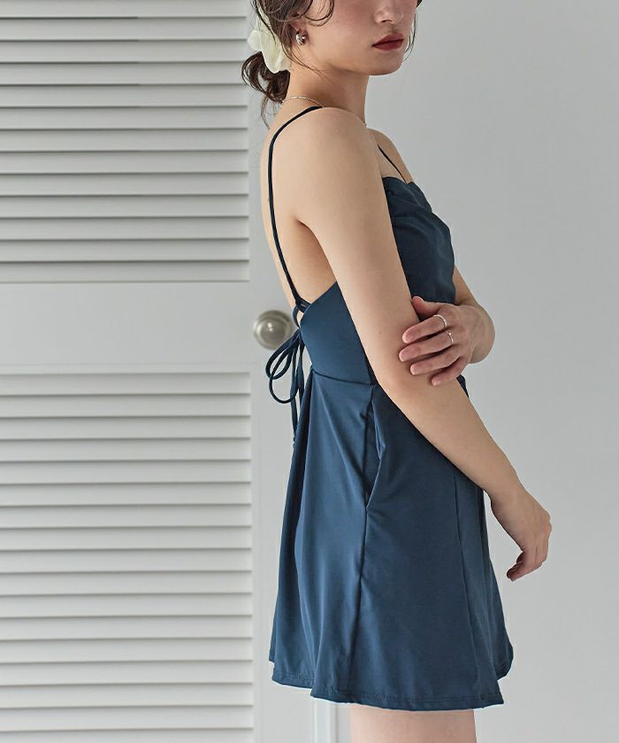 サイドギャザーオールインワン/ワンピース水着【メール便可／100