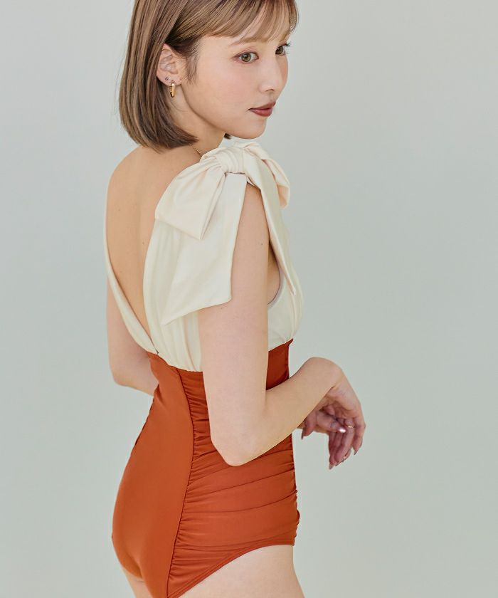 深Vネックシンプルワンピース/水着 | SEA DRESS