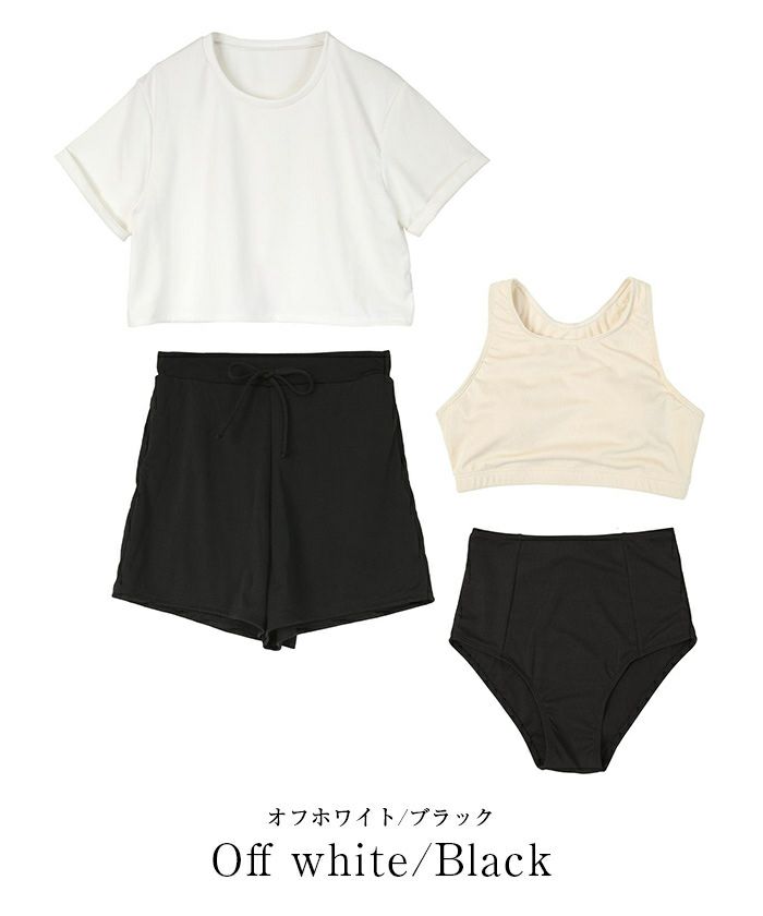 【値下げしました】水着半袖短パンSサイズショーツ付セット 新品未使用 4点セット/半袖Tシャツ×ショートパンツ×ビキニ/水着 | SEA DRESS