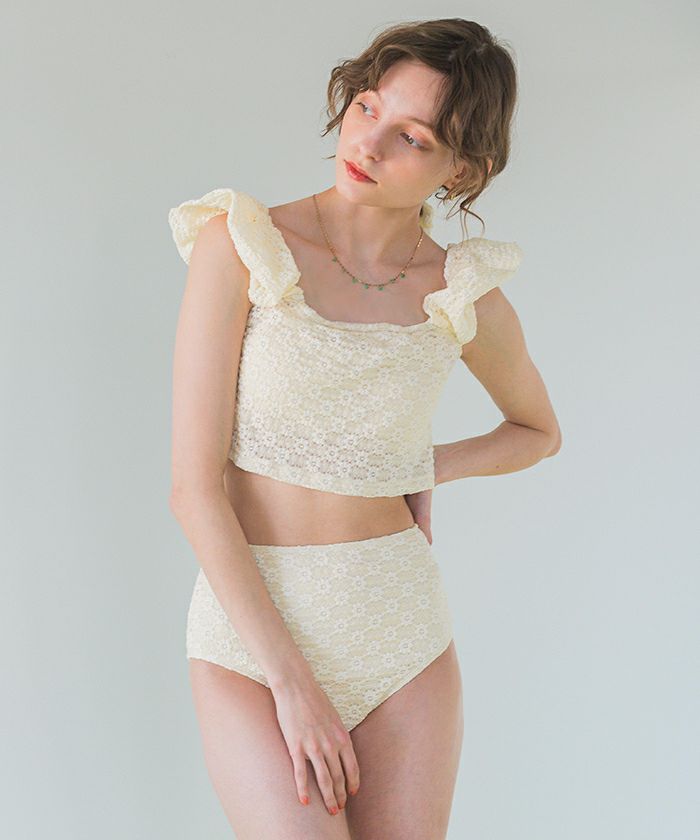 Darich レースオフショルビキニ(ホワイト) Darich（ダーリッチ）の「レースオフショルビキニ（水着）」 - WEAR