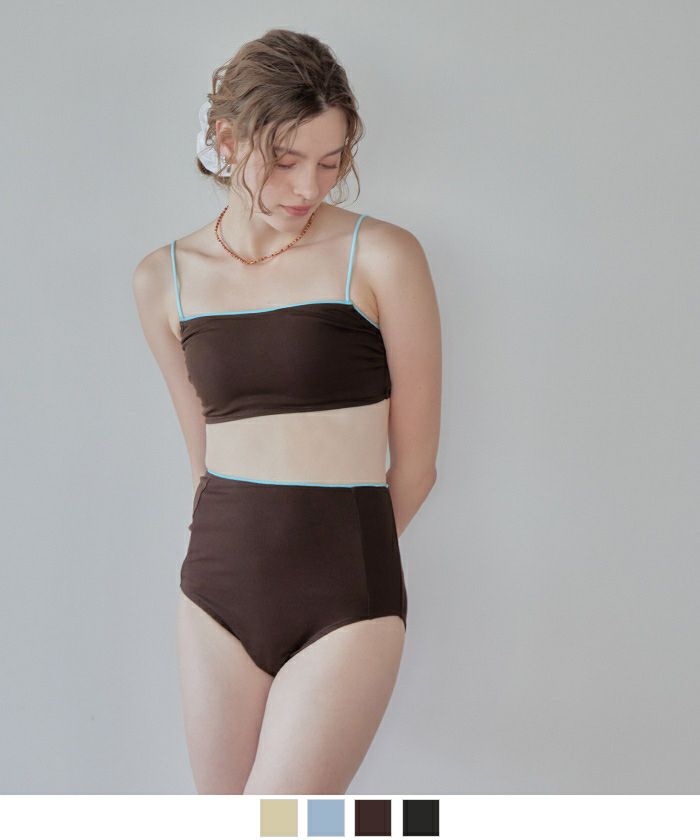 バイカラーラインシンプルハイウエストビキニ/水着 | SEA DRESS