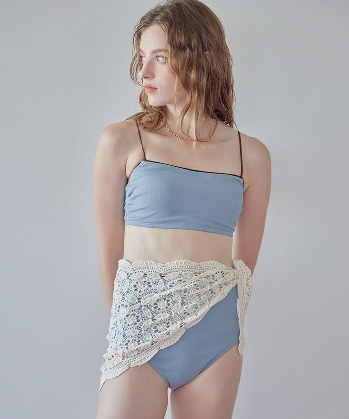 バイカラーラインシンプルハイウエストビキニ/水着 | SEA DRESS