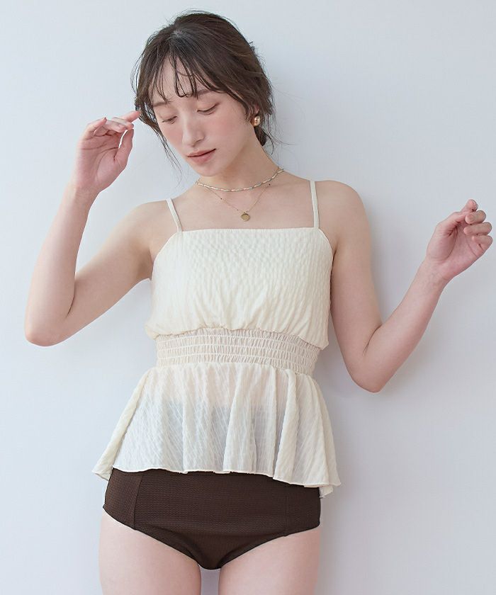 3点セット/ライトシャーリングトップス付ビキニ/水着【メール便可／100